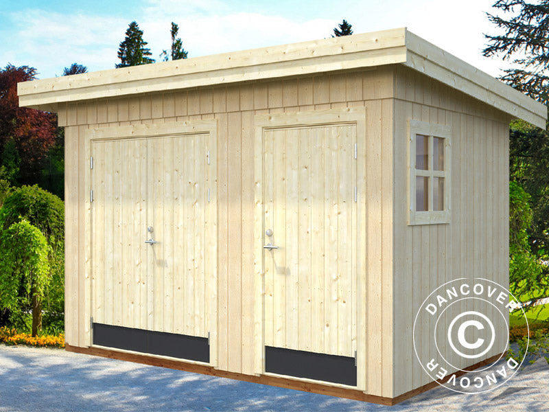 Redskapsbod i tre m/gulv, 3,44x2,21x2,49m, 6,6m2, Naturlig