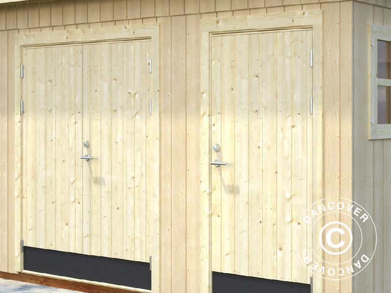 Redskapsbod i tre m/gulv, 3,44x2,21x2,49m, 6,6m2, Naturlig