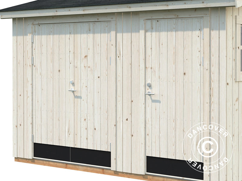 Redskapsbod i tre m/gulv, 3,44x2,21x2,47m, 6,6m², Naturlig