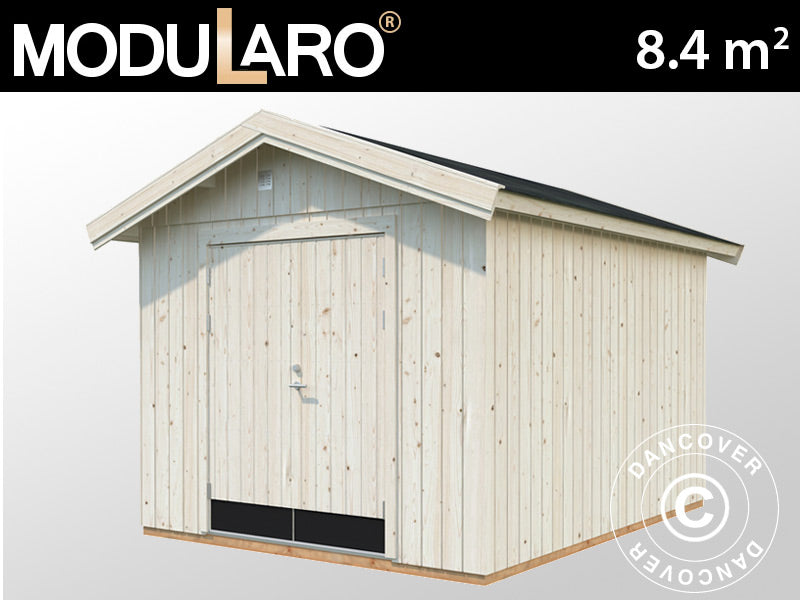 Redskapsbod i tre m/gulv, 2,75x3,44x2,67m, 8,4m², Naturlig