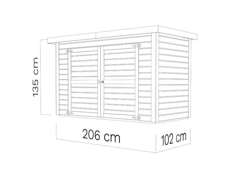 Redskapsbod Bertilo Wallstore Velo, 2,06x1,02x1,35m, 2,1m&sup2;, Naturlig