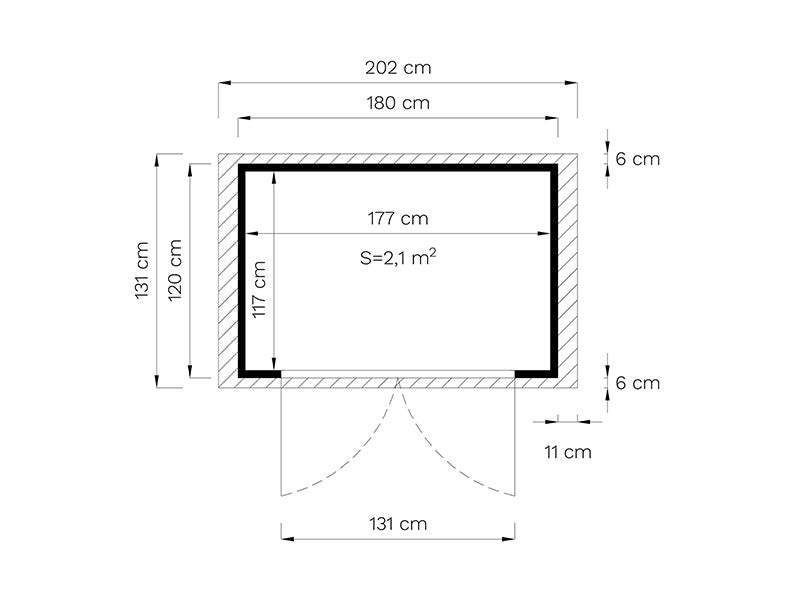 Redskapsbod i tre, Bertilo Sylt 1, 1,8x1,2x2,25m, 2,16m²
