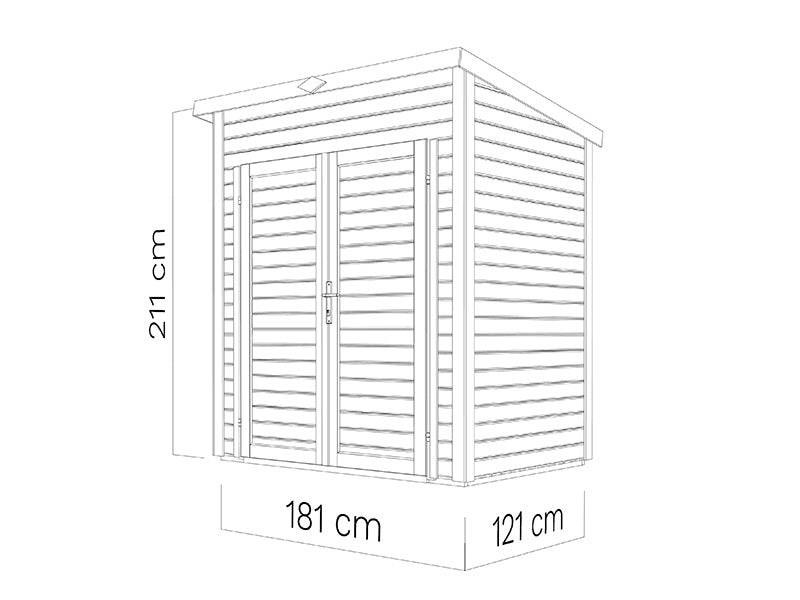 Redskapsbod i tre, Bertilo Timmo 1, 1,81x1,21x2,11m, 2,19m²