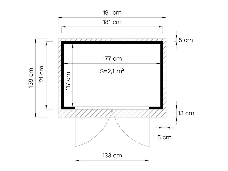 Redskapsbod i tre, Bertilo Timmo 1, 1,81x1,21x2,11m,&nbsp;2,19m²,&nbsp;Antrasitt
