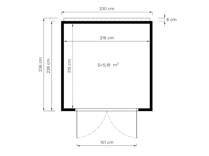 Redskapsbod i tre, Bertilo HPL 1, 2,3x2,28x2,3m,&nbsp;5,24m²,&nbsp;Antrasitt/Hvit
