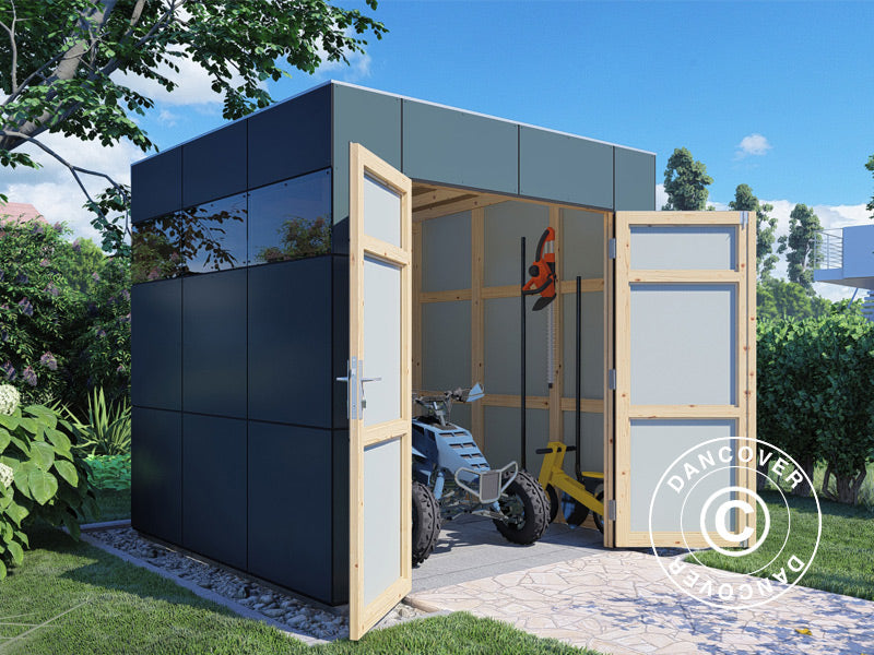 Redskapsbod i tre, Bertilo HPL 1, 2,3x2,28x2,3m,&nbsp;5,24m²,&nbsp;Antrasitt/Grå