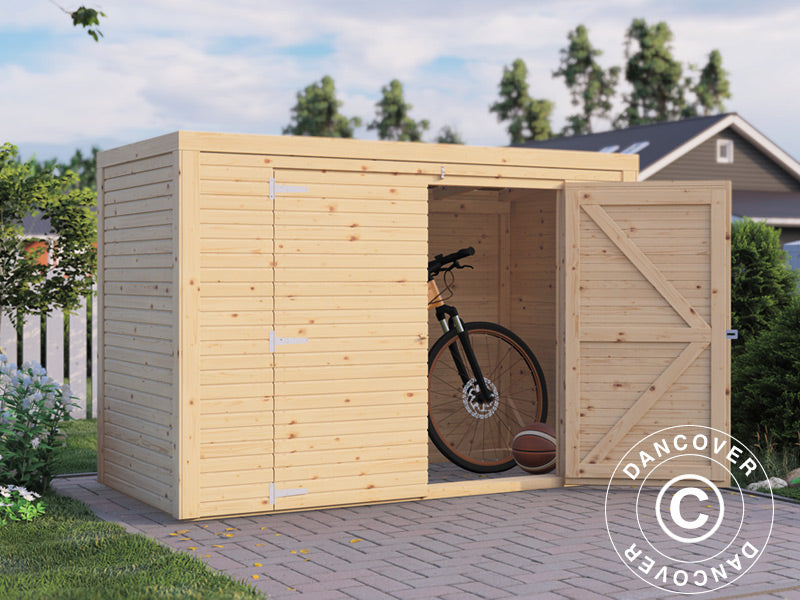 Sykkelskur i tre, Bertilo Box Bike, 2,07x1,03x1,43m,&nbsp;2,1m²,&nbsp;Naturlig