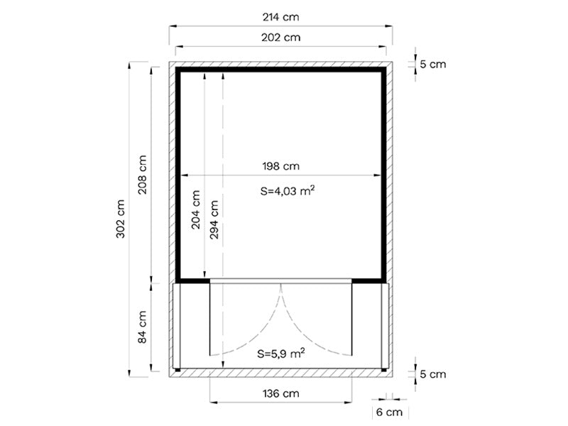 Wooden cabin, Bertilo Arley, 2.02x2.91x2.15 m, Natural