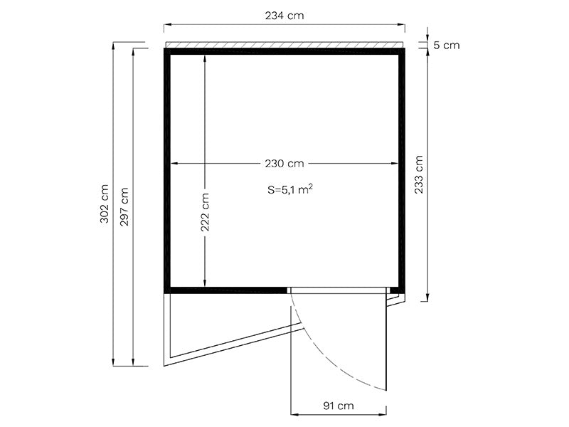 Wooden cabin, Bertilo Concept, 2.34x2.97x2.27 m, Natural