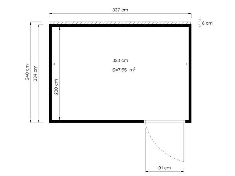Wooden cabin, Bertilo Cubus 3O, 3.37x2.34x2.32 m, Natural