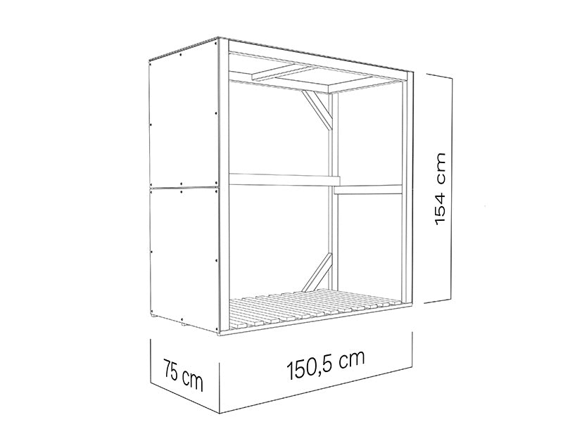 Vedskjul, Bertilo HPL 2, 1,51x0,75x1,54m,&nbsp;1,13m²,&nbsp;Antrasitt/Hvit&nbsp;BARE 4 STK. IGJEN
