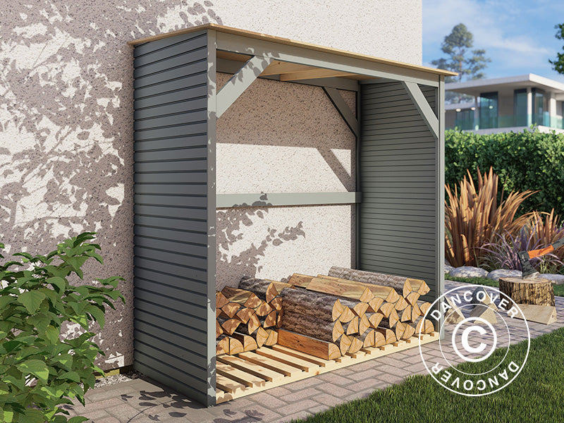 Vedskjul, Bertilo Fineline 2, 1,66x0,75x1,7m,&nbsp;1,24m²,&nbsp;Grå