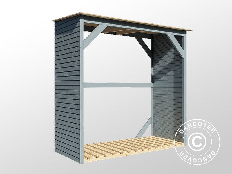 Vedskjul, Bertilo Fineline 2, 1,66x0,75x1,7m,&nbsp;1,24m²,&nbsp;Grå