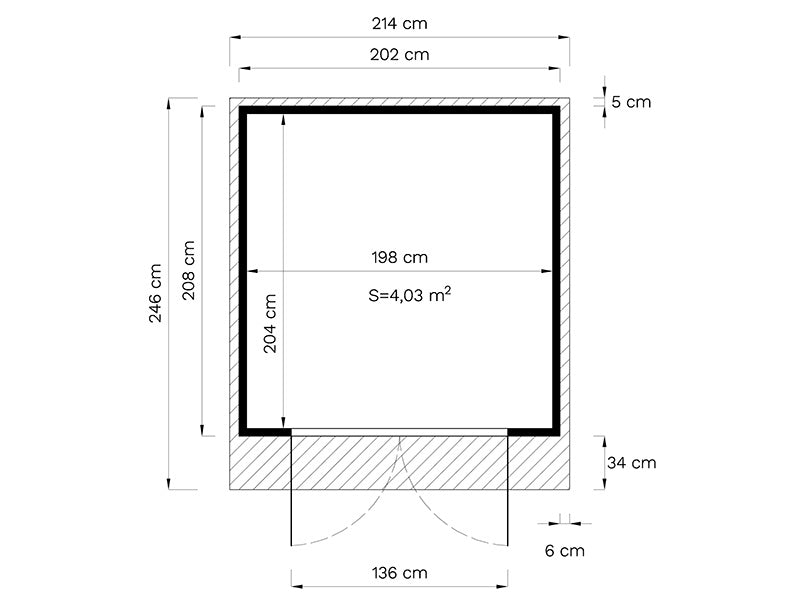 Wooden cabin, Bertilo Melrose, 2.02x2.07x2.15 m, Natural