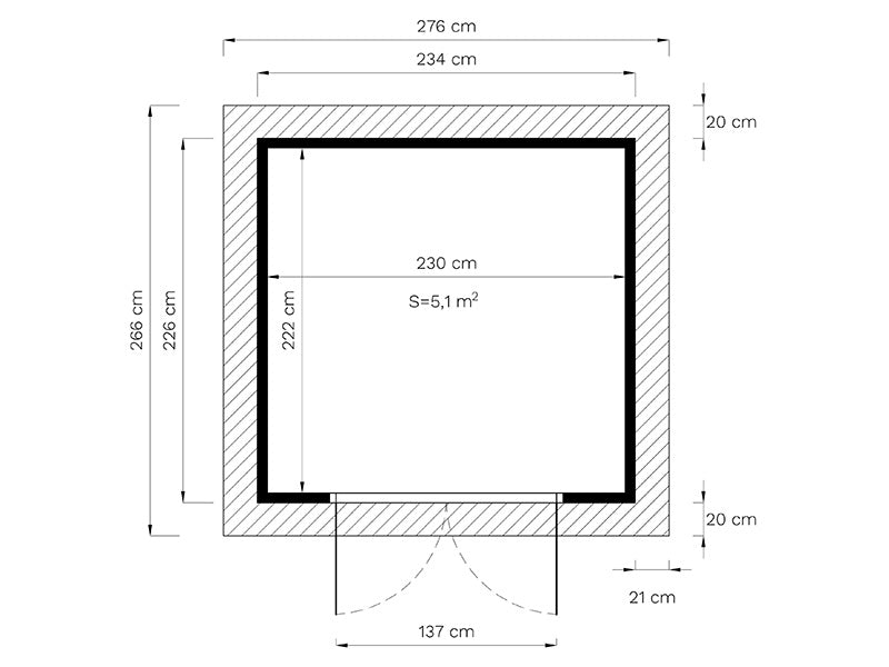 Wooden cabin, Bertilo Teahouse, 2.34x2.26x2.65 m, Natural