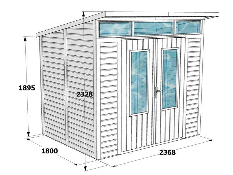 Redskapsbod i tre, Mikkeli, 2,41x1,84x2,33m, 4,4m², Naturlig